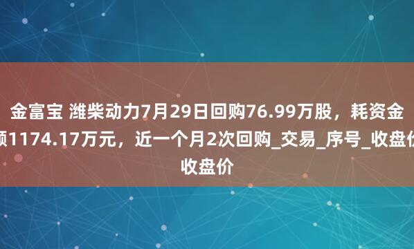 金富宝 潍柴动力7月29日回购76.99万股，耗资金额1174.17万元，近一个月2次回购_交易_序号_收盘价